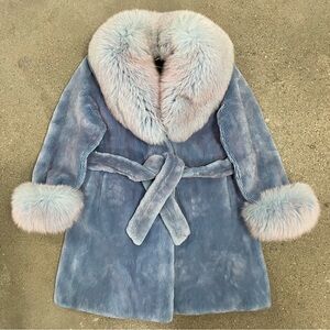 One of a Kind Luxurious ZUKI CANADA Cotton Candy Blue Fur Winter Coat